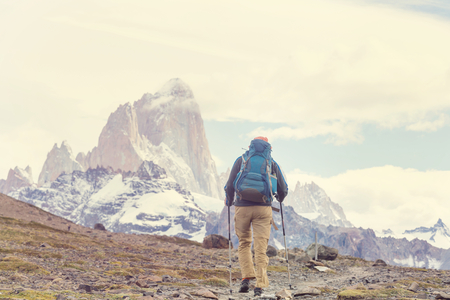 Hike in the Patagonian mountains, Argentinaの写真素材