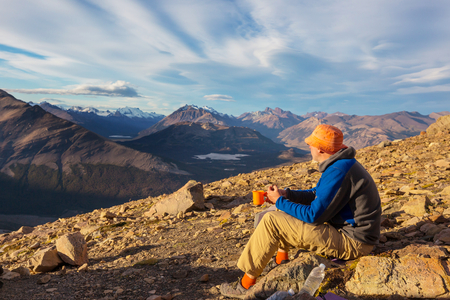 Hike in the Patagonian mountains, Argentinaの写真素材