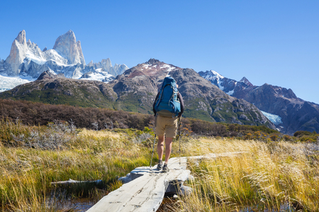 Hike in the Patagonian mountains, Argentinaの写真素材