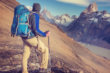 Hike in the Patagonian mountains, Argentinaの写真素材