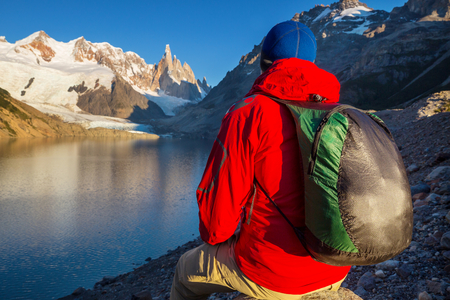 Hike in the Patagonian mountains, Argentinaの写真素材