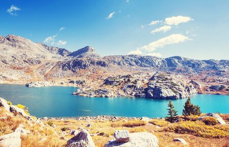 Hike in Wind River Range in Wyoming, USA. Autumn season.