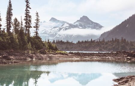Hike to turquoise waters of picturesque Garibaldi Lake near Whistler, BC, Canada. Very popular hike...