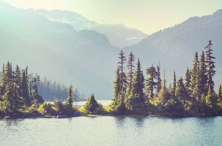 Hike to turquoise waters of picturesque Garibaldi Lake near Whistler, BC, Canada. Very popular hike...