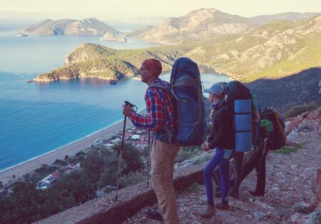 People in hike in the mountainsの写真素材