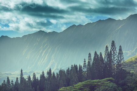 Mountain range on the island of Oahu in Hawaii