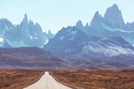 Famous Cerro Fitz Roy - one of the most beautiful and hard to accent rocky peak in Patagonia, Argentinaの写真素材