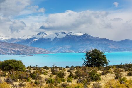 Beautiful mountain landscapes in Patagonia. Mountains lake in Argentina, South America.の写真素材