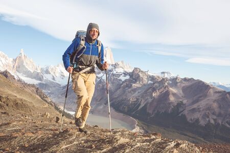 Hike in the Patagonian mountains, Argentinaの写真素材
