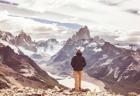Hike in the Patagonian mountains, Argentinaの写真素材