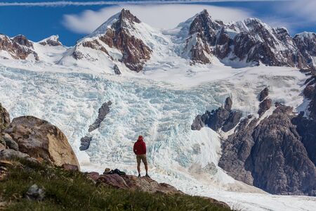 Hike in the Patagonian mountains, Argentinaの写真素材