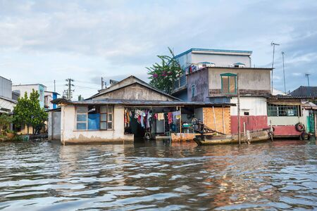 Wooden boat in Mekong Delta, Vietnamのeditorial素材