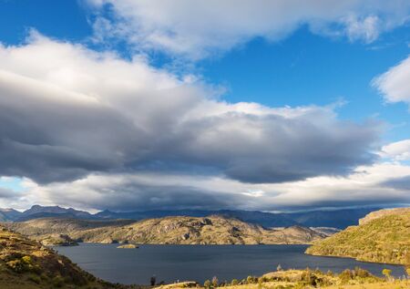 Beautiful mountain landscapes in Patagonia. Mountains lake in Argentina, South America.の写真素材