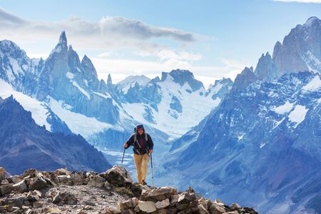 Hike in the Patagonian mountains, Argentinaの写真素材