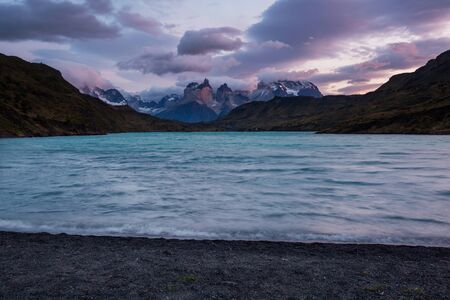 Beautiful mountain landscapes in Torres Del Paine National Park, Chile. World famous hiking region.
