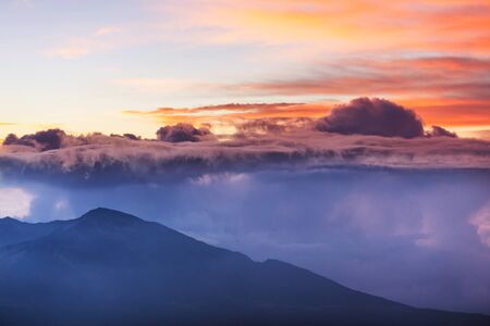 Scenic Sunset in the mountains. Autumn season.