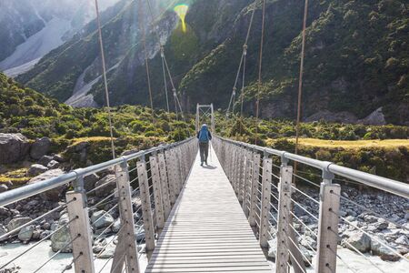 Hiking and tramping in New Zealand. Travel and adventure conceptの写真素材