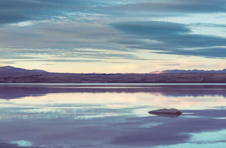 Amazing natural landscapes in New Zealand. Mountains lake at sunset.