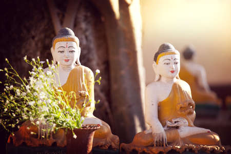 Buddhas statue in the temple, Myanmarの写真素材