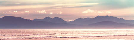 Amazing natural landscapes in New Zealand. Mountains lake at sunset.の写真素材