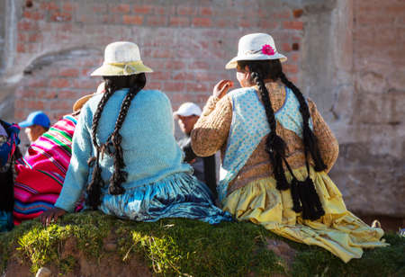 Peruvian people in city streetの写真素材