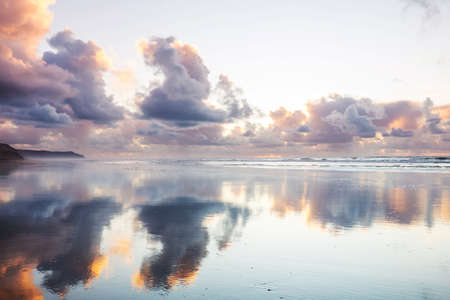 Beautiful landscapes it the Ocean Beach, New Zealand. Inspiring natural and travel background