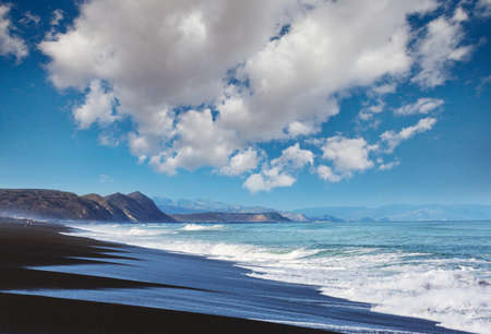 Beautiful landscapes it the Ocean Beach, New Zealand. Inspiring natural and travel background