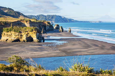Beautiful landscapes it the Ocean Beach, New Zealand. Inspiring natural and travel backgroundの写真素材