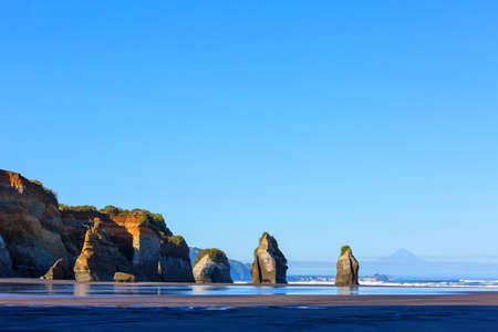 Beautiful landscapes it the Ocean Beach, New Zealand. Inspiring natural and travel backgroundの写真素材