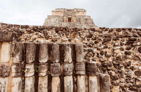 Mayan pyramid in Uxmal, Yucatan, Mexicoの写真素材