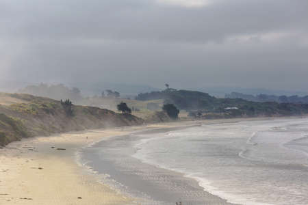 Beautiful landscapes it the Ocean Beach, New Zealand. Inspiring natural and travel backgroundの写真素材