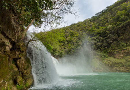 Beautiful waterfall in jungle, Mexicoの写真素材