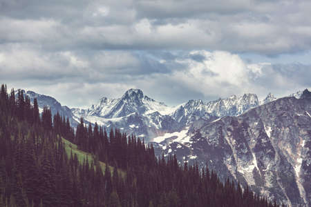 Beautiful mountain peak in  North Cascade Range, Washington / USAの写真素材