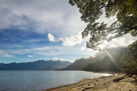 Amazing natural landscapes in New Zealand. Mountains lake.の写真素材