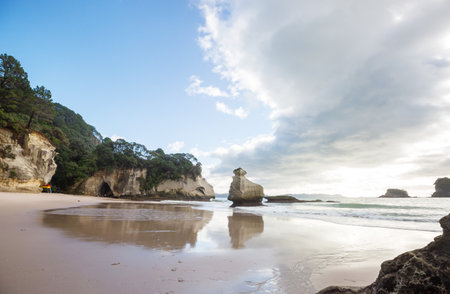Beautiful landscapes it the Ocean Beach, New Zealand. Inspiring natural and travel backgroundの写真素材
