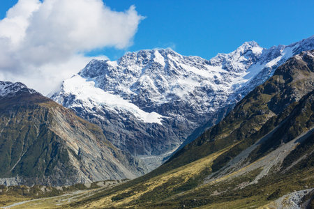 Beautiful natural landscapes in Mount Cook National Park, South Island, New Zealandの写真素材