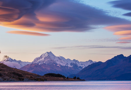View of the majestic Aoraki Mount Cook,  New Zealandの写真素材