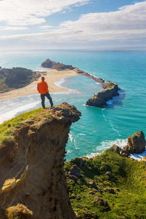 Hiking and tramping in New Zealand. Travel and adventure conceptの写真素材