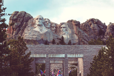Mount Rushmore National Memorial, Black Hills region of South Dakota, USA. Famous american symbolのeditorial素材