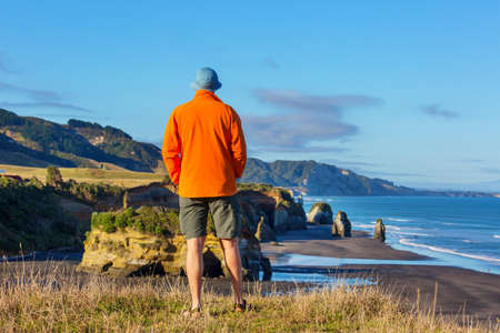 Beautiful trail in the Ocean Beach, New Zealand.  Inspiring natural and travel background