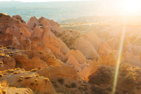 Unusual rock formation in famous Cappadocia, Turkeyの写真素材