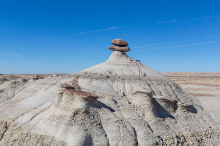 Unusual desert landscapes in Bisti badlands, De-na-zin wilderness area, New Mexico, USAの写真素材
