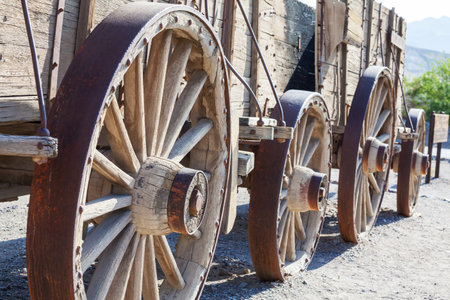 Old wooden american cart, retro background