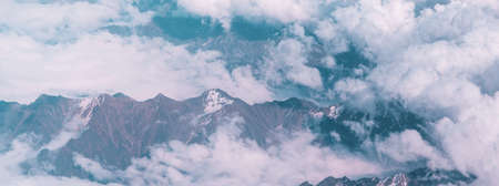 Picturesque mountain landscape on rainy day in Summer time. Good for natural background.の写真素材