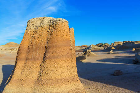 Unusual desert landscapes in Bisti badlands, De-na-zin wilderness area, New Mexico, USA