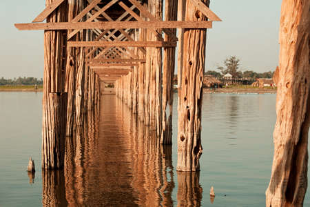 famous tick  bridge at sunset in Ubein, Mandalay, Myanmar