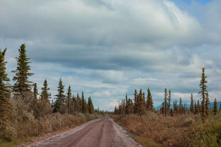 Scenic highway in Alaska, USA. Dramatic view cloudsの写真素材