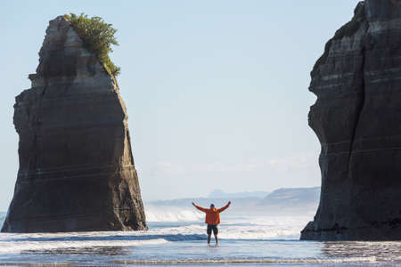 Beautiful landscapes it the Ocean Beach, New Zealand. Inspiring natural and travel backgroundの写真素材