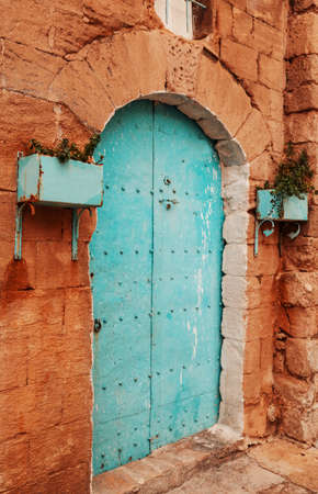 Vintage metal door for retro backgroundの写真素材