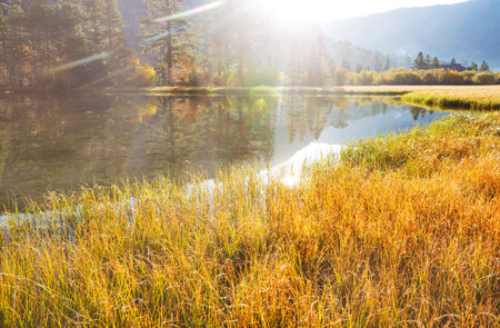 The beautiful lake in Autumn season